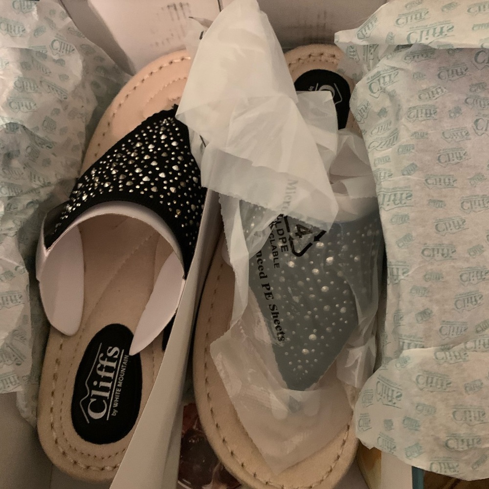 Cliffs by white calling wedge sandals